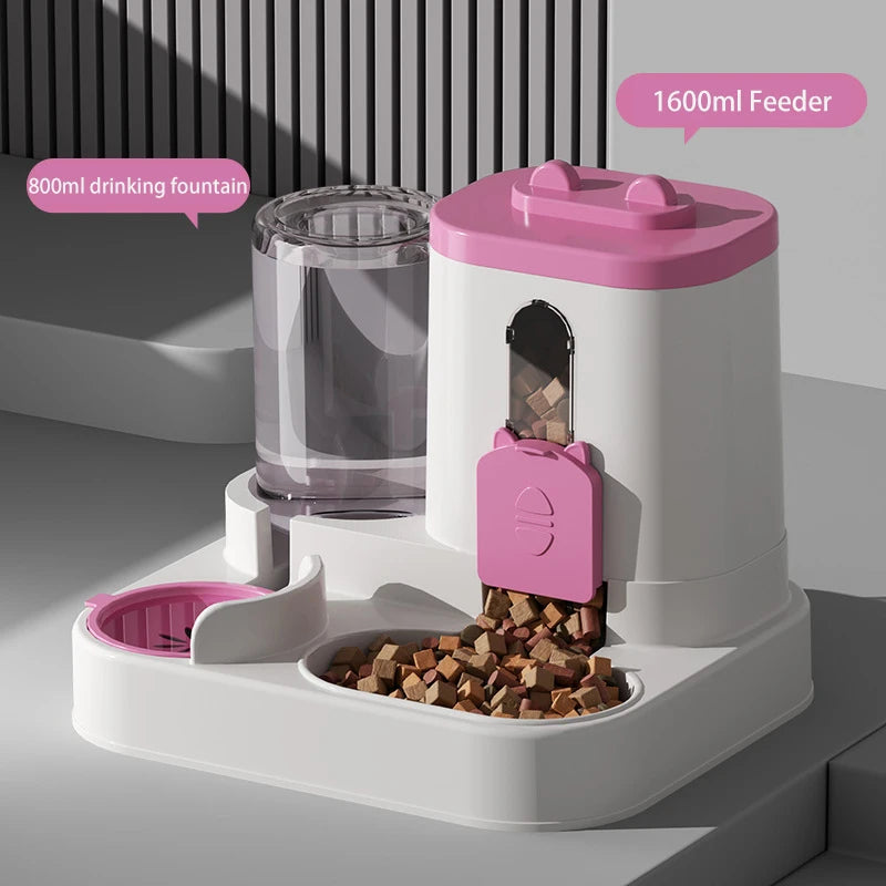 Comedero para mascotas de gran capacidad, dispensador de agua automático integrado, tazón de comida para gatos, tazón de alimentación para perros, tazón para gatos, tazón para perros, suministros para mascotas