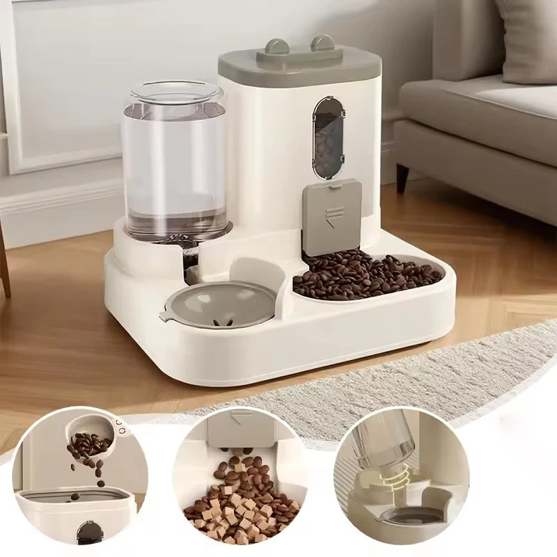 Comedero para mascotas de gran capacidad, dispensador de agua automático integrado, tazón de comida para gatos, tazón de alimentación para perros, tazón para gatos, tazón para perros, suministros para mascotas