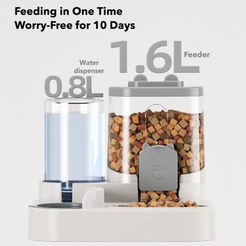 Comedero para mascotas de gran capacidad, dispensador de agua automático integrado, tazón de comida para gatos, tazón de alimentación para perros, tazón para gatos, tazón para perros, suministros para mascotas