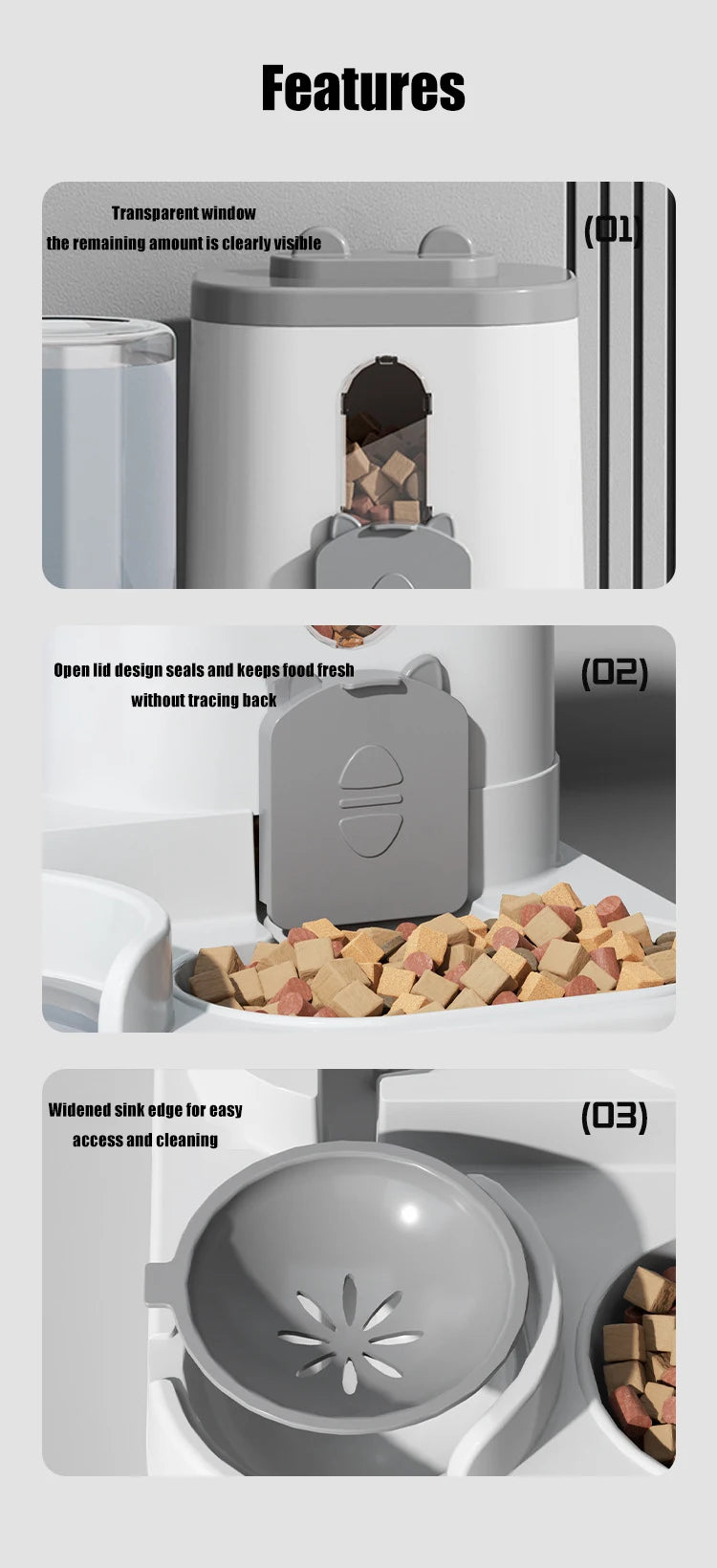 Comedero para mascotas de gran capacidad, dispensador de agua automático integrado, tazón de comida para gatos, tazón de alimentación para perros, tazón para gatos, tazón para perros, suministros para mascotas