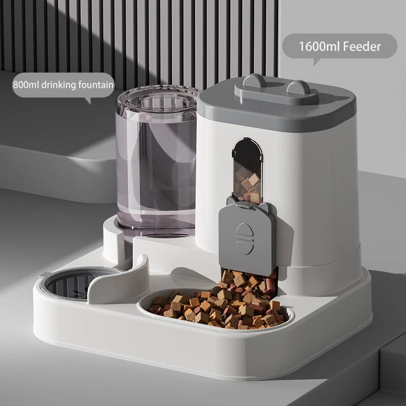 Comedero para mascotas de gran capacidad, dispensador de agua automático integrado, tazón de comida para gatos, tazón de alimentación para perros, tazón para gatos, tazón para perros, suministros para mascotas