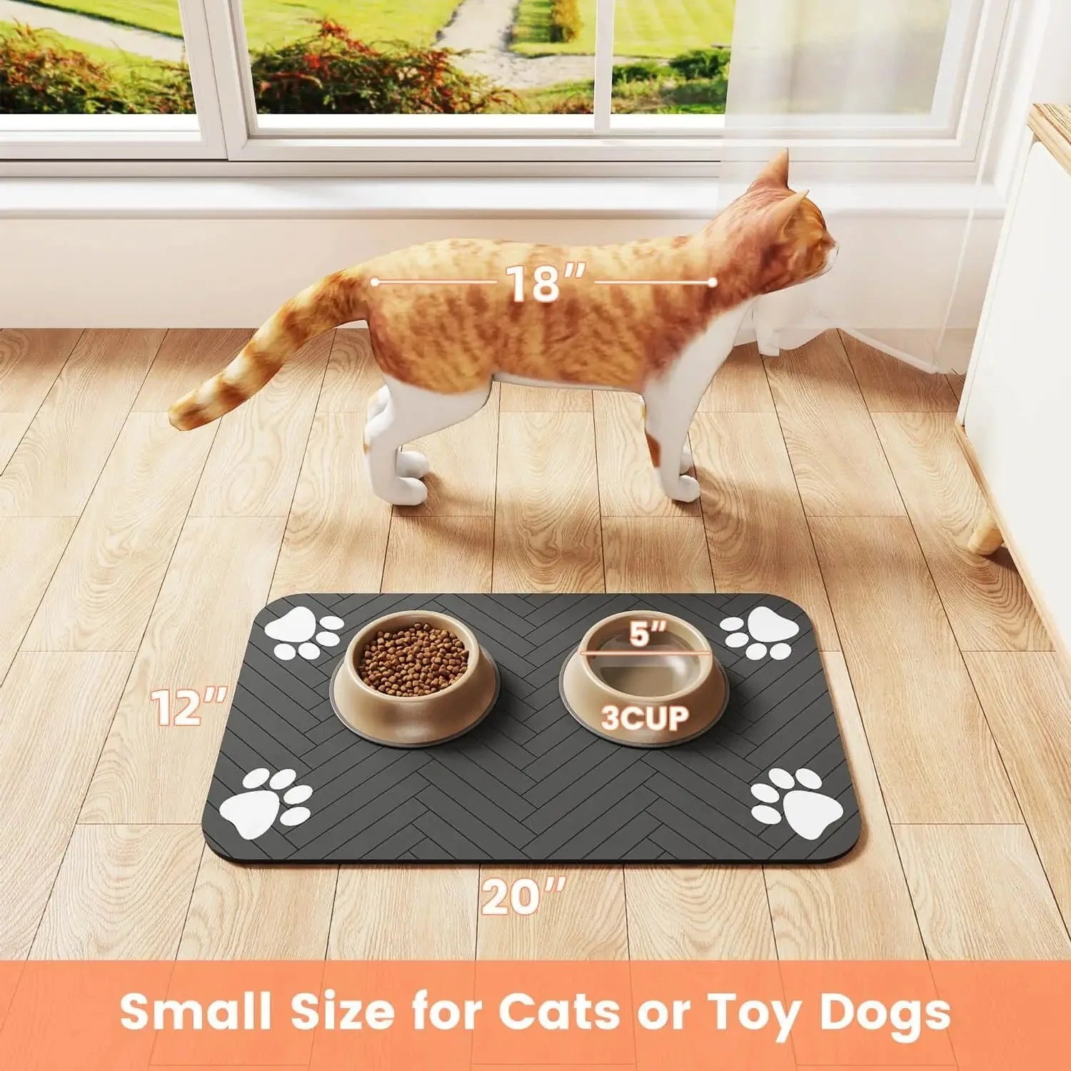 Estera de alimentación para mascotas, mantel absorbente para mascotas, respaldo de goma, estera de agua de secado rápido para perros y gatos, cuenco de comida y agua con impermeable