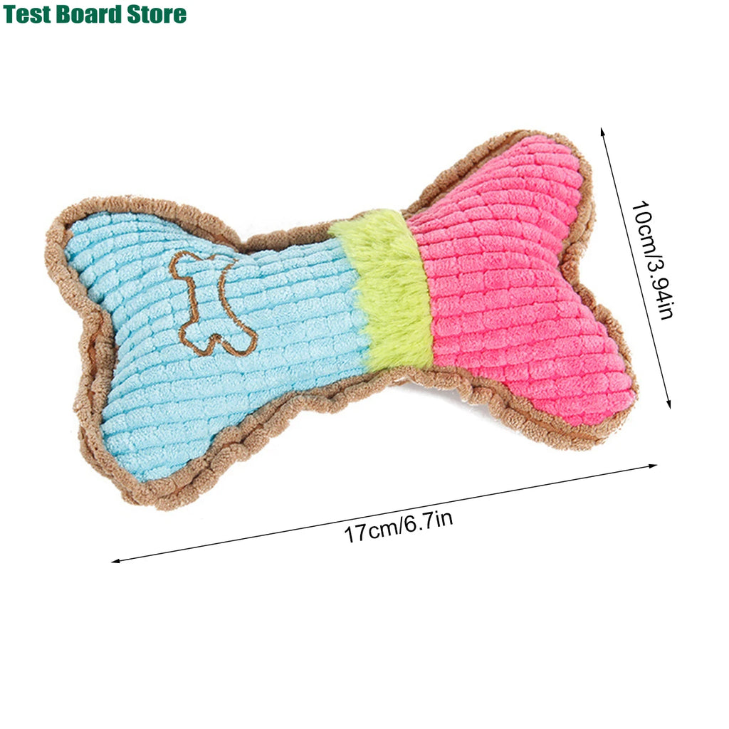 Juguete con sonido para mascotas resistente a mordeduras, juguete para masticar con forma de hueso de peluche para perros, adecuado para cachorros pequeños y medianos, 1 ud.