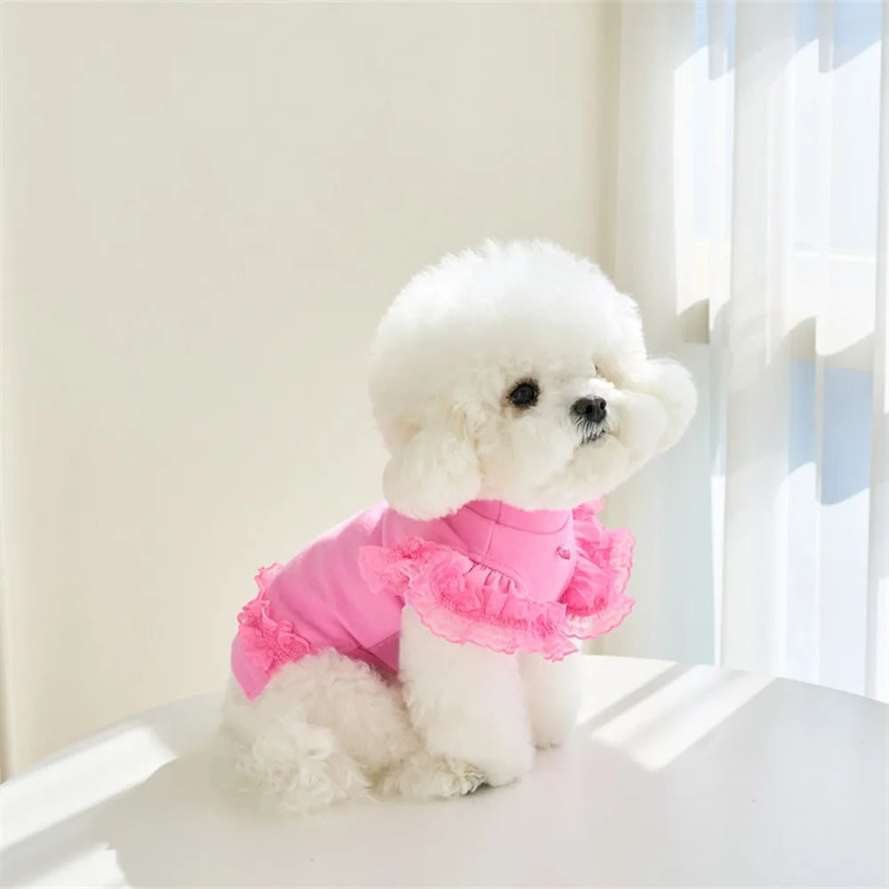 Suministros para mascotas, chaleco de verano de encaje para mascotas, falda Base para gatos con manga voladora suave, ropa transpirable para perros y cachorros