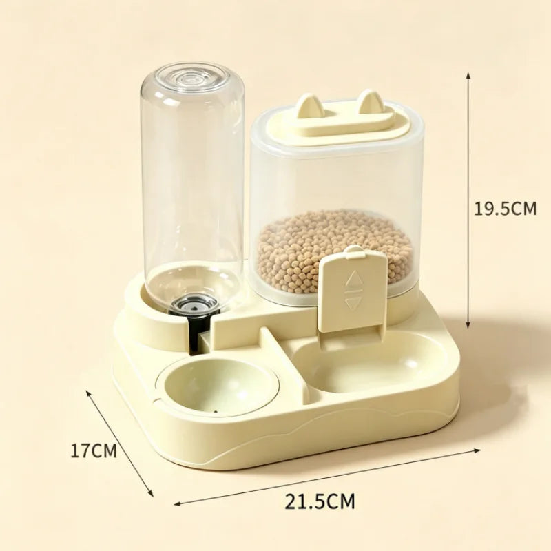 Unidad de Alimentación y Bebedero para Mascotas, Separa Comida Seca y Húmeda, Hecha de Plástico Resistente con Diseño Transparente, Sin Batería, para Gatos