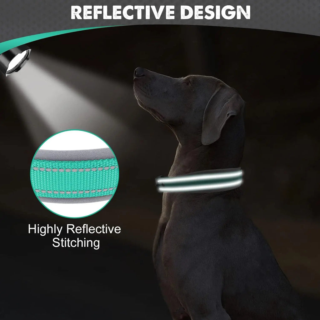 Collares Acolchados para Perros Pequeños, Medianos y Grandes, Collares Reflectantes Suaves y Anchos para Mascotas, Collares Ajustables de Nailon y Neopreno Resistentes