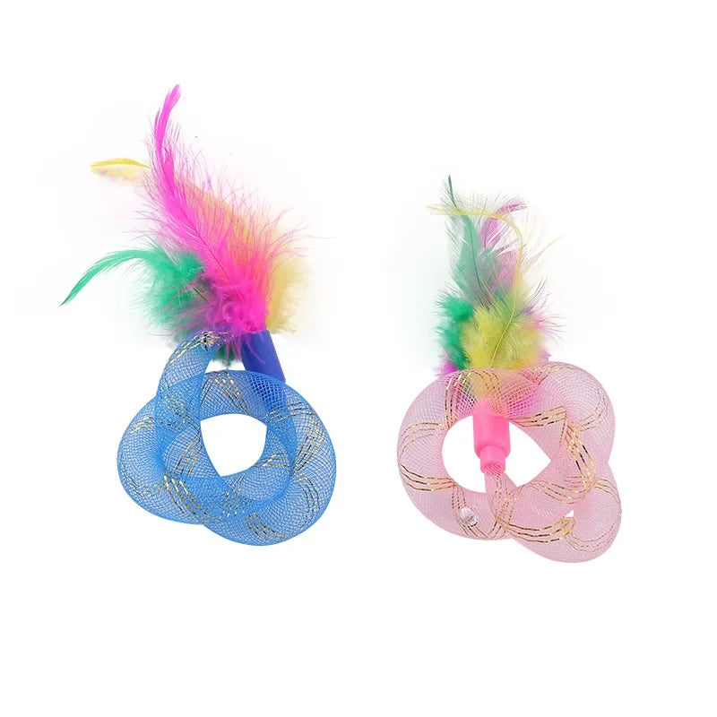 Juguete para Gato, tubo de cuerda con resorte de plumas, juguete elástico, suministros para mascotas, juguetes interactivos para gatos, juguetes interactivos para gatos, juguetes de plumas