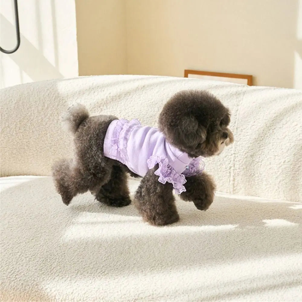 Suministros para mascotas, chaleco de verano de encaje para mascotas, falda Base para gatos con manga voladora suave, ropa transpirable para perros y cachorros