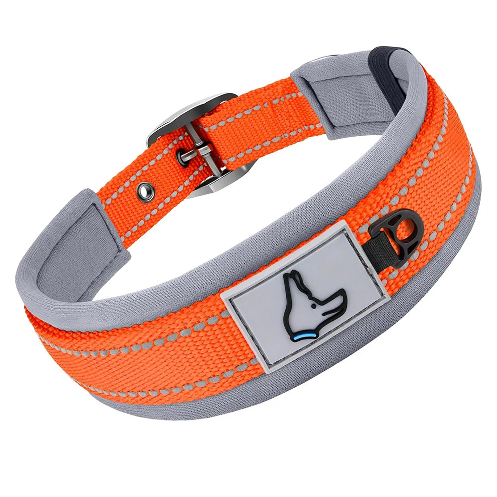 Collares Acolchados para Perros Pequeños, Medianos y Grandes, Collares Reflectantes Suaves y Anchos para Mascotas, Collares Ajustables de Nailon y Neopreno Resistentes