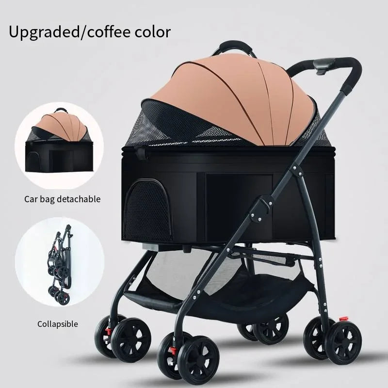 Carritos para Mascotas 3 en 1, Ligeros y Plegables, Diseñados Específicamente para Pasear Perros, Gatos, Mascotas Pequeñas y Medianas al Aire Libre
