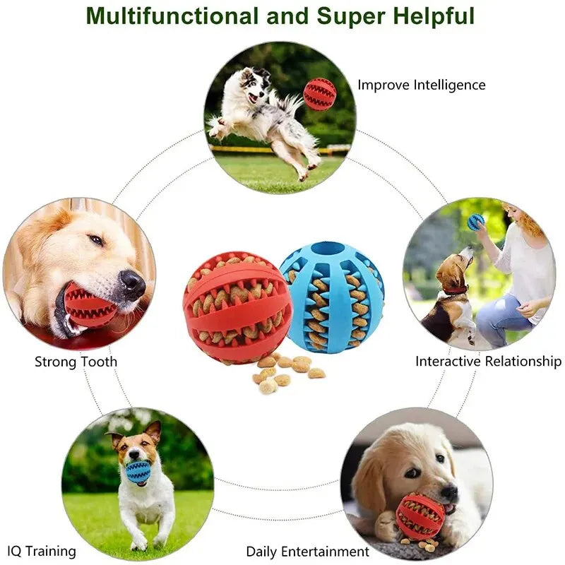 Bola de juguete para perros, pelota de juguete no tóxica resistente a mordeduras para perros, cachorros y gatos, alimentador de comida para mascotas, bola de limpieza de dientes para masticar