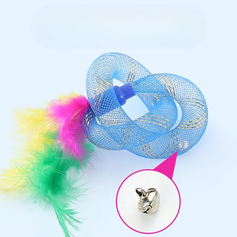 Juguete para Gato, tubo de cuerda con resorte de plumas, juguete elástico, suministros para mascotas, juguetes interactivos para gatos, juguetes interactivos para gatos, juguetes de plumas