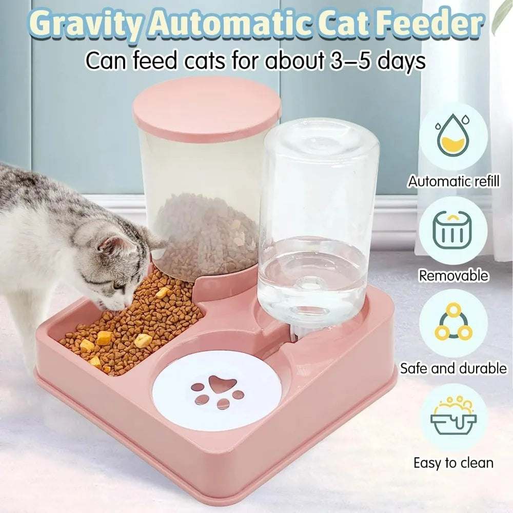 Cuenco de comida para mascotas de gran capacidad, alimentador automático para gatos, cuenco para perros, botella de agua para alimentos, dispensador de almacenamiento húmedo y seco, suministros para mascotas