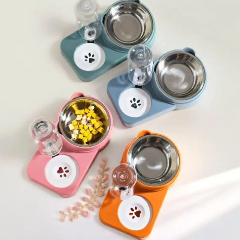 ㈅ Juego de Platos para Agua y Comida para Mascotas - Comedero Doble para Perros/Gatos, Plato Antiderrames, Suministros Esenciales para Mascotas