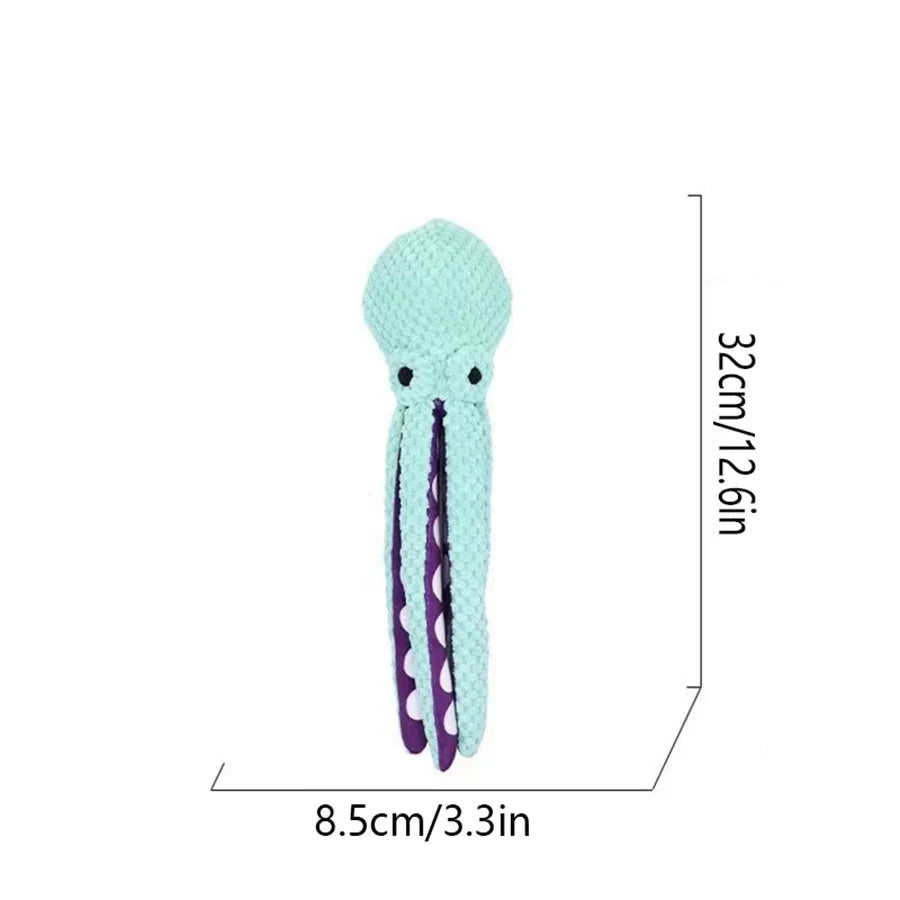 Juguete de pulpo de peluche para mascotas, sonido interactivo, antidemolición, hogar, perro grande y pequeño, compañero de aburrimiento, juguete para perros