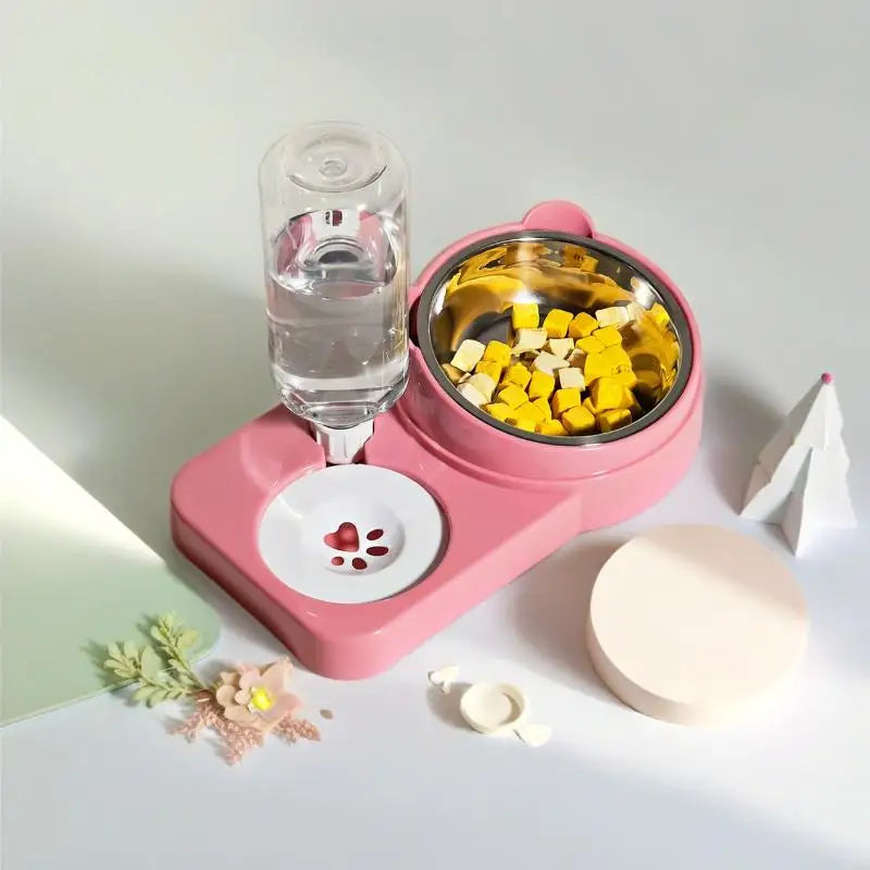 ㈅ Juego de Platos para Agua y Comida para Mascotas - Comedero Doble para Perros/Gatos, Plato Antiderrames, Suministros Esenciales para Mascotas