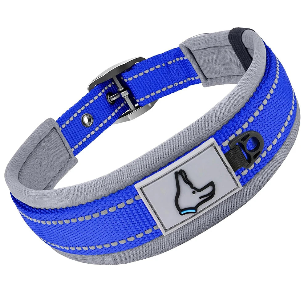 Collares Acolchados para Perros Pequeños, Medianos y Grandes, Collares Reflectantes Suaves y Anchos para Mascotas, Collares Ajustables de Nailon y Neopreno Resistentes