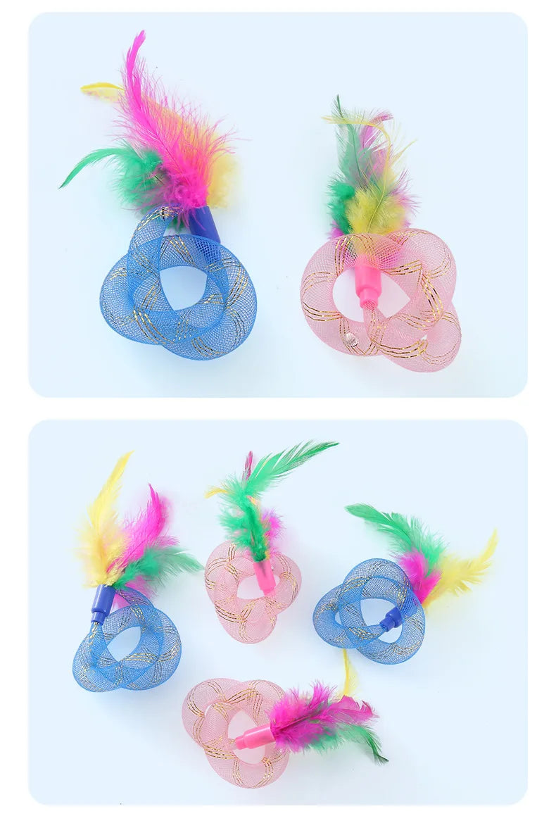 Juguete para Gato, tubo de cuerda con resorte de plumas, juguete elástico, suministros para mascotas, juguetes interactivos para gatos, juguetes interactivos para gatos, juguetes de plumas