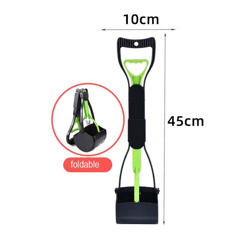 Suministros para mascotas, recogedor de excrementos para mascotas con mango largo plegable de plástico grueso, recogedor de residuos para perros al aire libre, cuchara para excrementos, suministros de baño