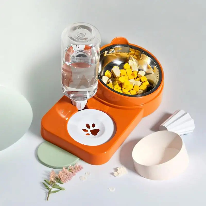 ㈅ Juego de Platos para Agua y Comida para Mascotas - Comedero Doble para Perros/Gatos, Plato Antiderrames, Suministros Esenciales para Mascotas