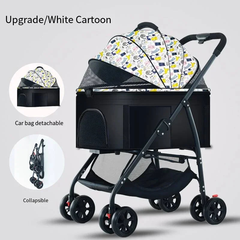 Carritos para Mascotas 3 en 1, Ligeros y Plegables, Diseñados Específicamente para Pasear Perros, Gatos, Mascotas Pequeñas y Medianas al Aire Libre
