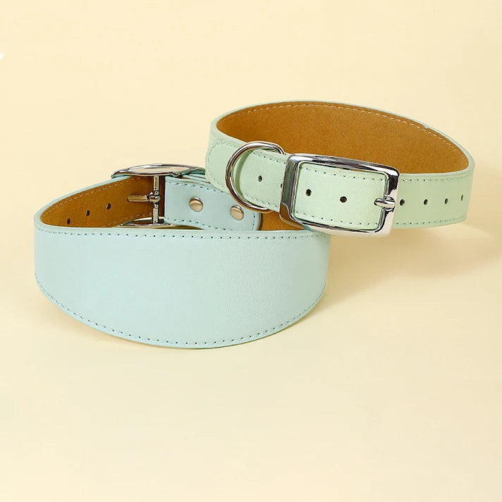 Collar ancho de cuero suave para perros para razas pequeñas, cuello acolchado cómodo y seguro para Whippet, Saluki, galgo italiano