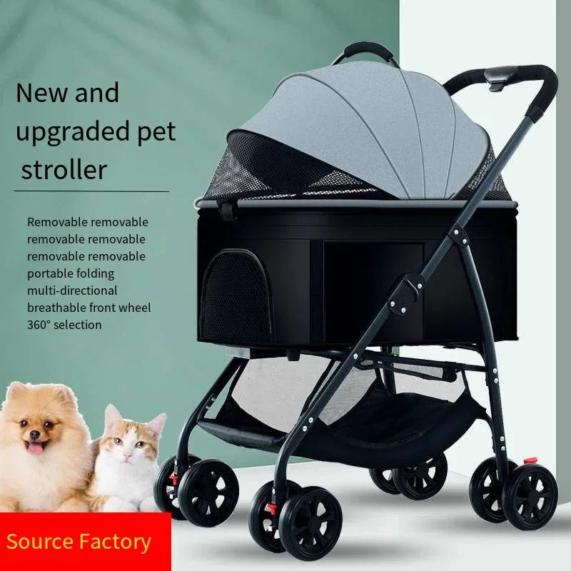 Carritos para Mascotas 3 en 1, Ligeros y Plegables, Diseñados Específicamente para Pasear Perros, Gatos, Mascotas Pequeñas y Medianas al Aire Libre