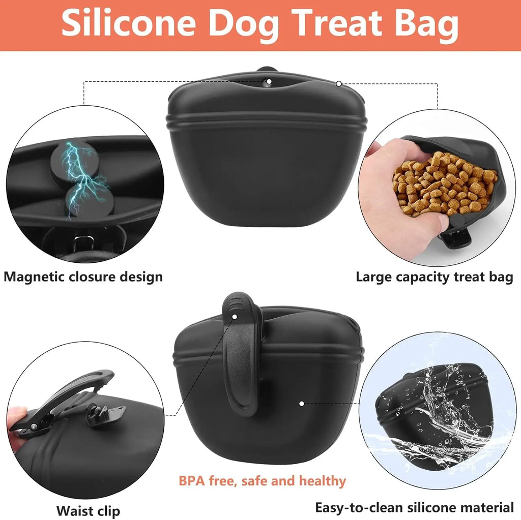 Kit de entrenamiento para perros: bolsa para premios, clickers, silbato silencioso, 2 en 1, guía, bolsas para excrementos
