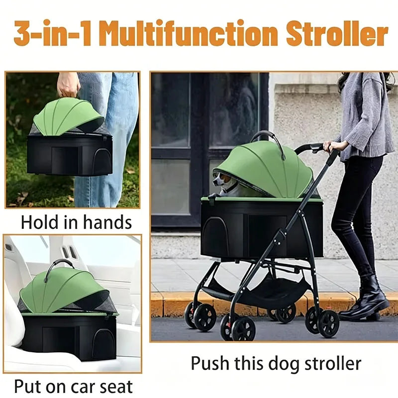 Carritos para Mascotas 3 en 1, Ligeros y Plegables, Diseñados Específicamente para Pasear Perros, Gatos, Mascotas Pequeñas y Medianas al Aire Libre