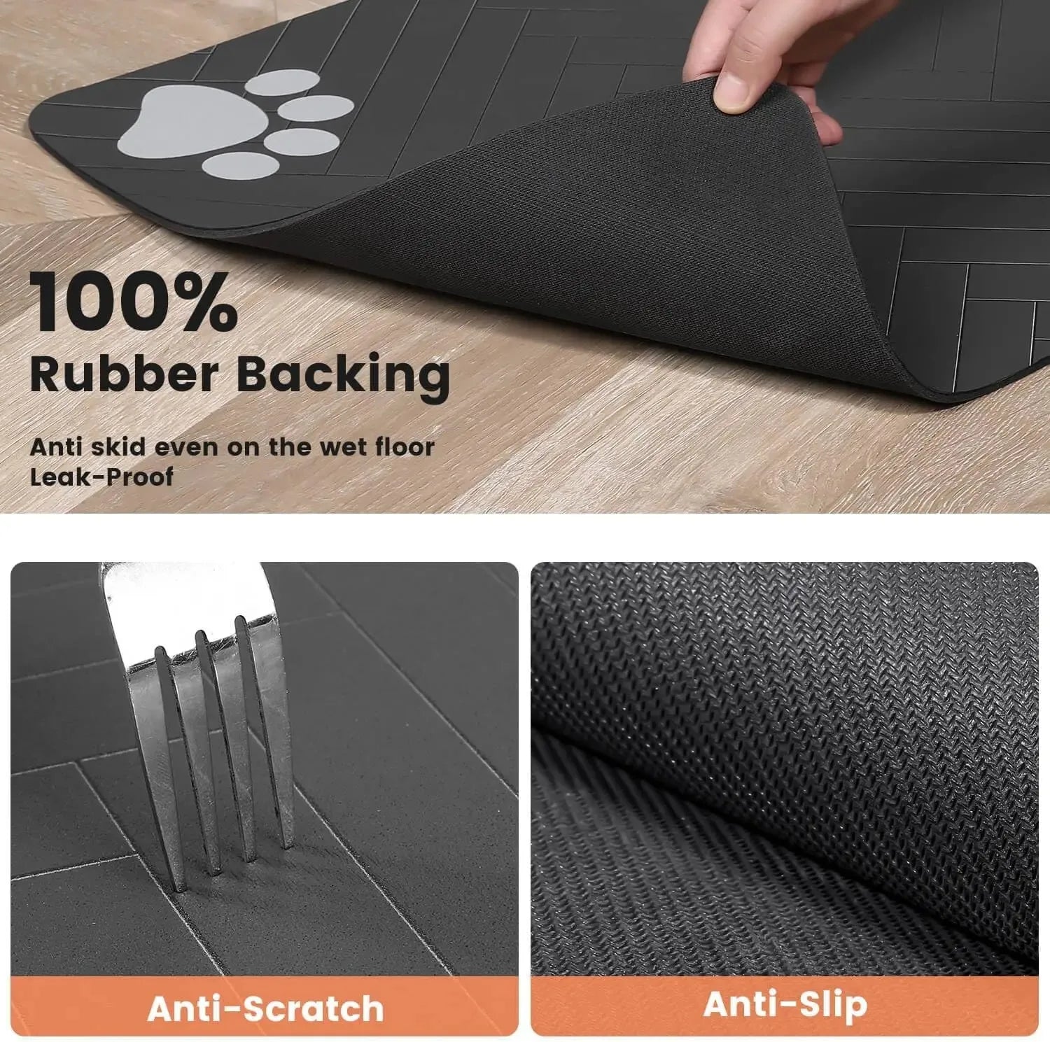 Estera de alimentación para mascotas, mantel absorbente para mascotas, respaldo de goma, estera de agua de secado rápido para perros y gatos, cuenco de comida y agua con impermeable