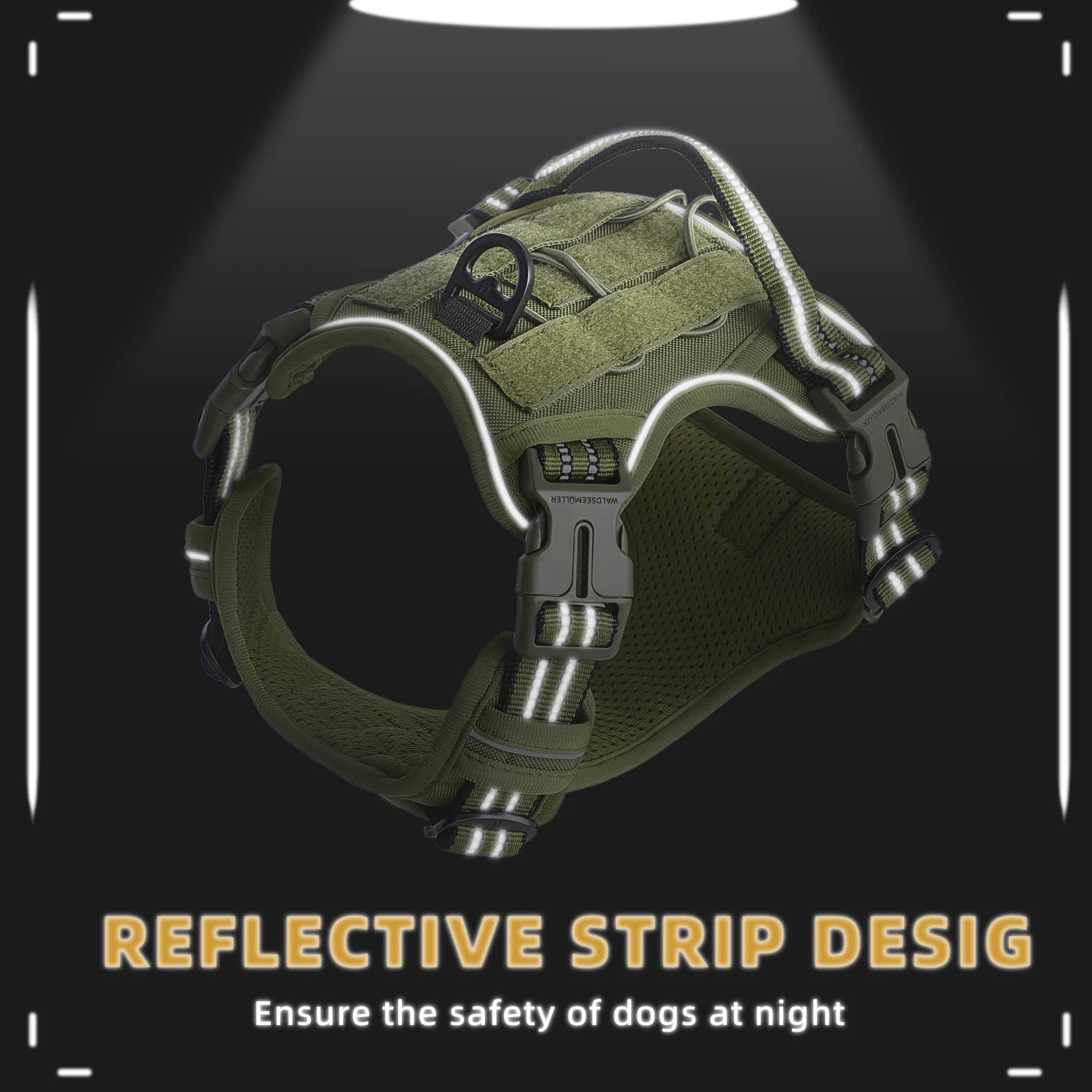 Arnés táctico para perros, arnés para perros sin tirones, arnés de chaleco MOLLE transpirable ajustable para perros medianos y grandes, militar reflectante