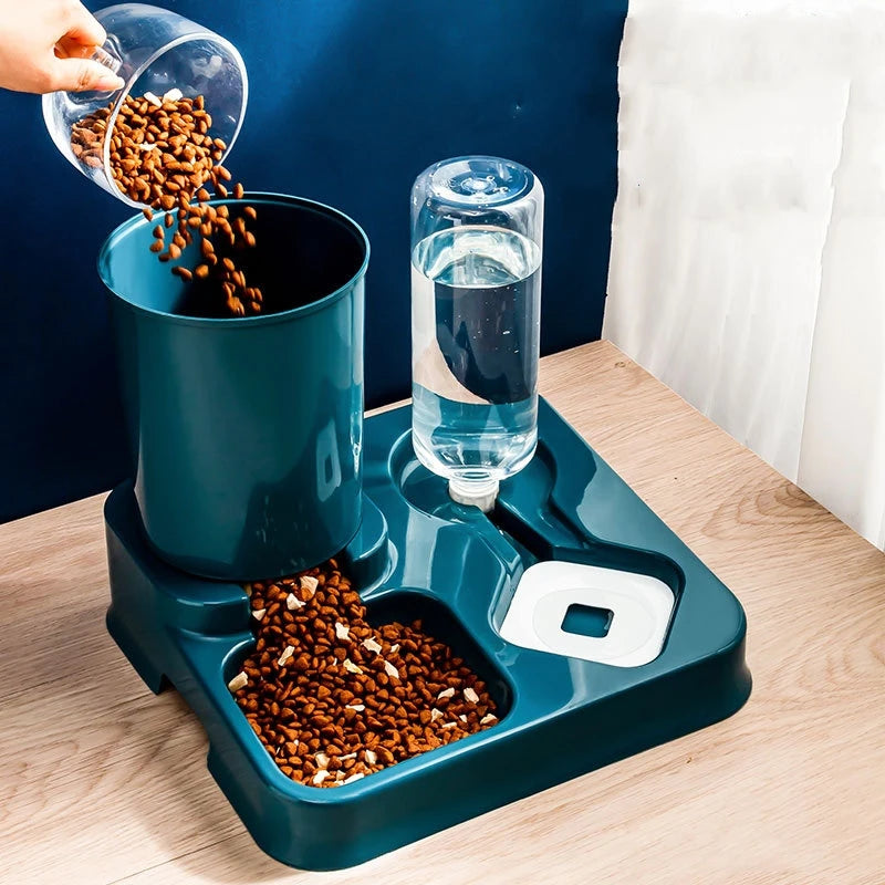 Cuenco de comida para mascotas de gran capacidad, alimentador automático para gatos, cuenco para perros, botella de agua para alimentos, dispensador de almacenamiento húmedo y seco, suministros para mascotas