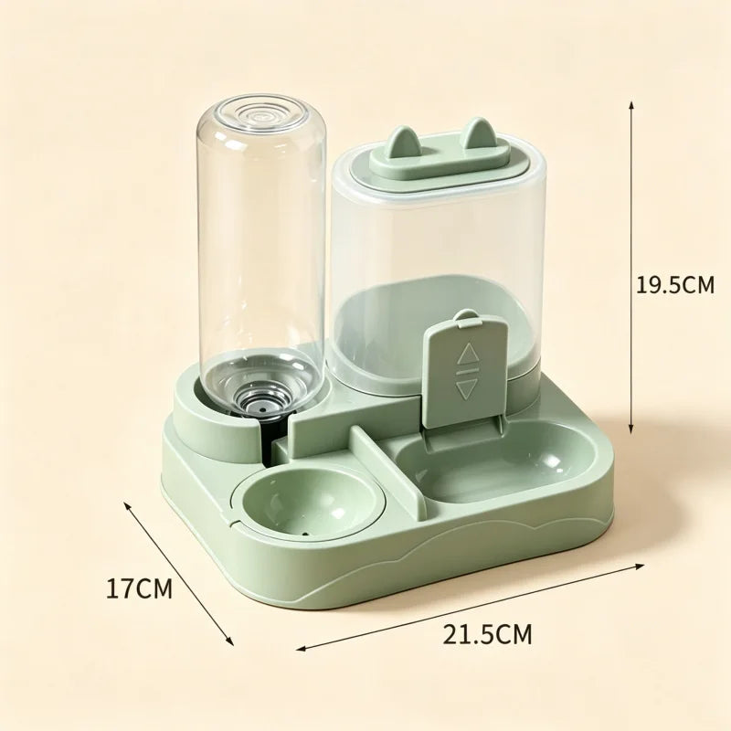 Unidad de Alimentación y Bebedero para Mascotas, Separa Comida Seca y Húmeda, Hecha de Plástico Resistente con Diseño Transparente, Sin Batería, para Gatos