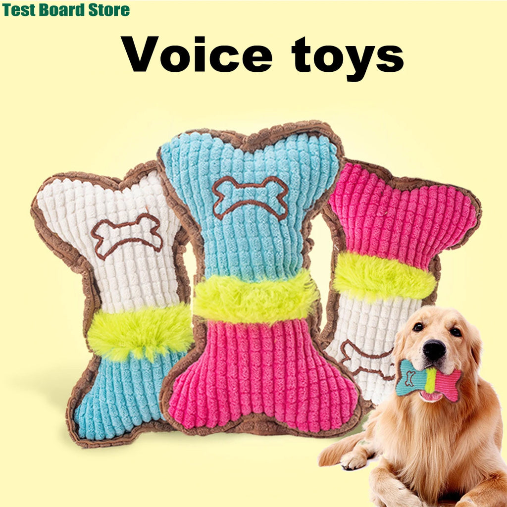 Juguete con sonido para mascotas resistente a mordeduras, juguete para masticar con forma de hueso de peluche para perros, adecuado para cachorros pequeños y medianos, 1 ud.
