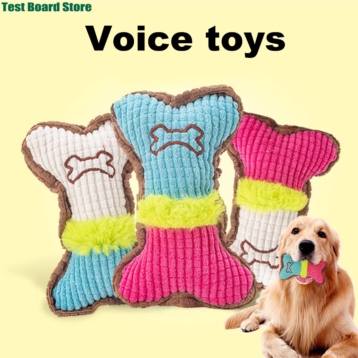Juguete con sonido para mascotas resistente a mordeduras, juguete para masticar con forma de hueso de peluche para perros, adecuado para cachorros pequeños y medianos, 1 ud.