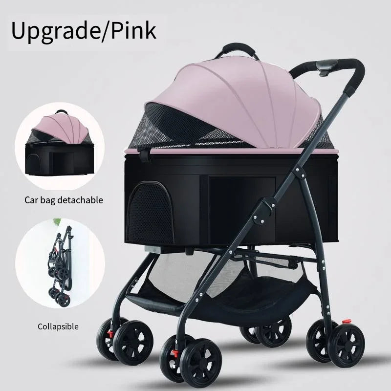 Carritos para Mascotas 3 en 1, Ligeros y Plegables, Diseñados Específicamente para Pasear Perros, Gatos, Mascotas Pequeñas y Medianas al Aire Libre