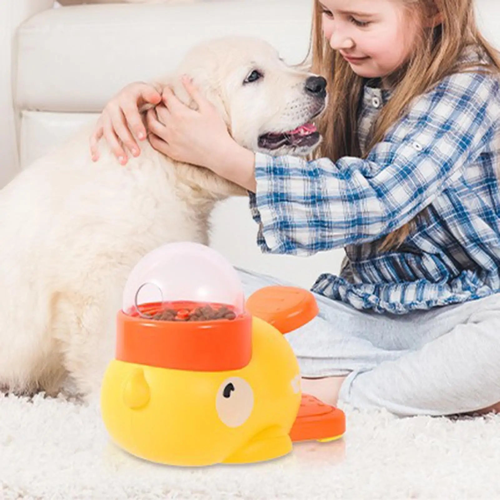 Cuenco de comida lenta para mascotas, dispensador de aperitivos para perros de pato, alimentador interactivo de comida para perros antidebir lento para mascotas pequeñas y medianas