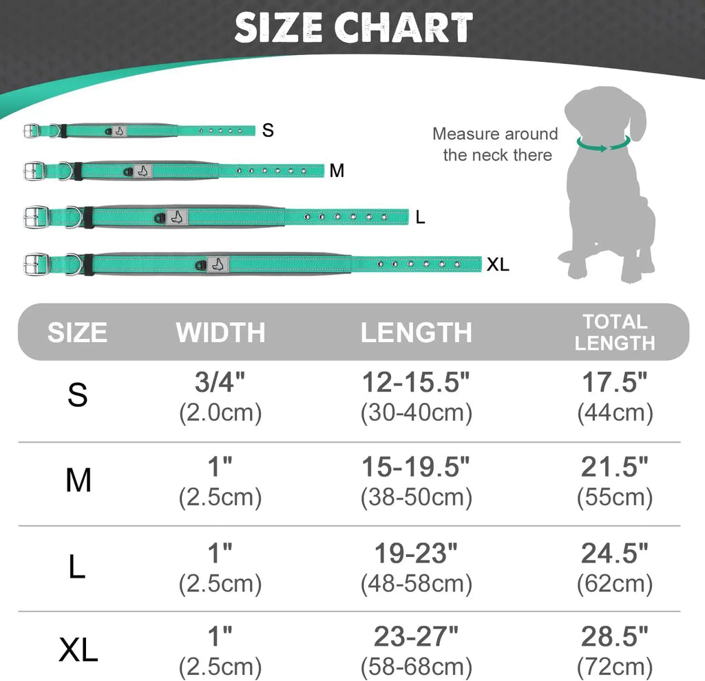 Collares Acolchados para Perros Pequeños, Medianos y Grandes, Collares Reflectantes Suaves y Anchos para Mascotas, Collares Ajustables de Nailon y Neopreno Resistentes