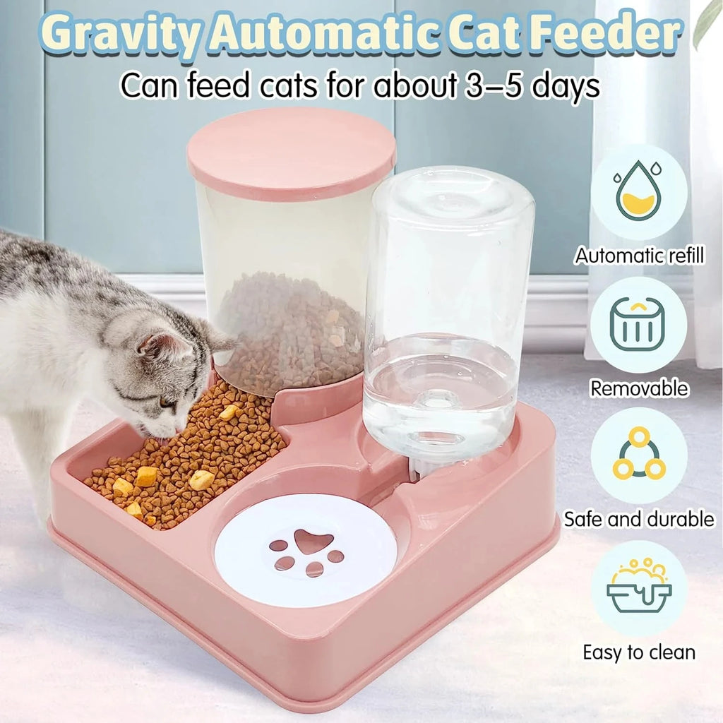 Cuenco de comida para mascotas de gran capacidad, alimentador automático para gatos, cuenco para perros, botella de agua para alimentos, dispensador de almacenamiento húmedo y seco, suministros para mascotas