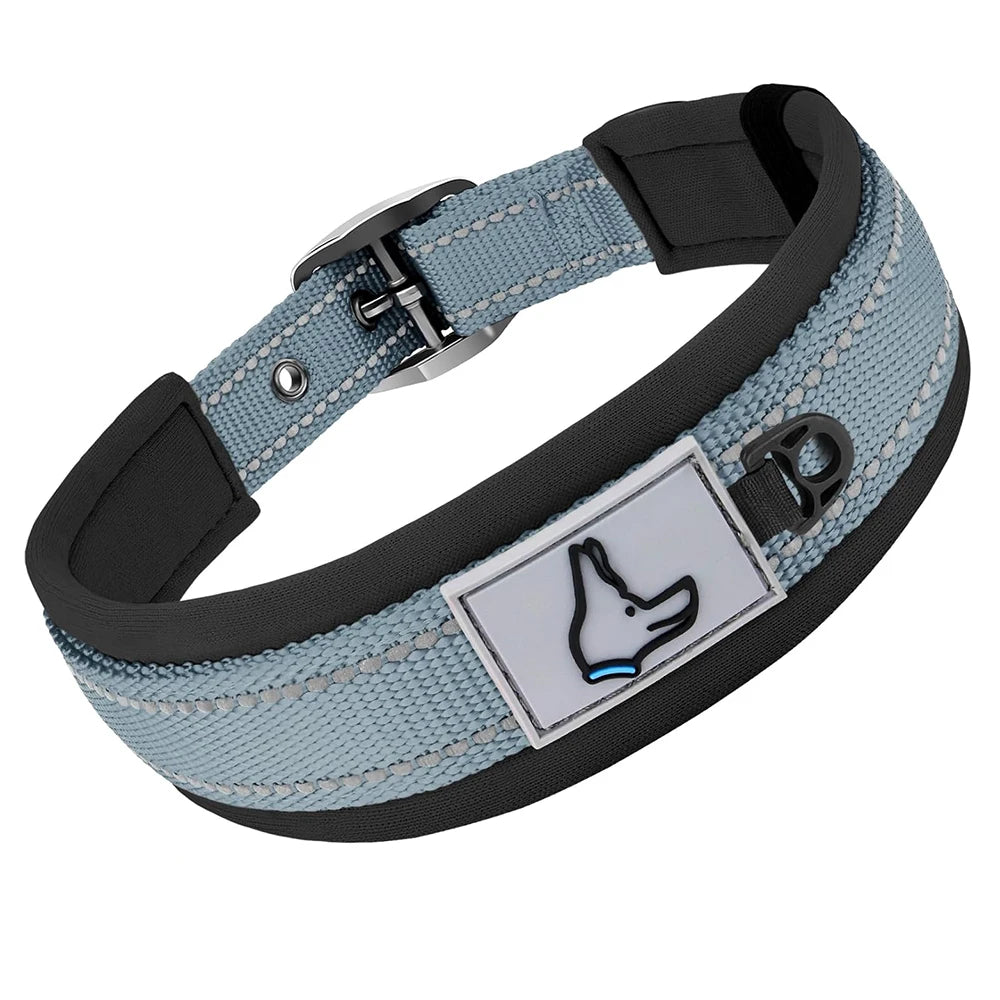 Collares Acolchados para Perros Pequeños, Medianos y Grandes, Collares Reflectantes Suaves y Anchos para Mascotas, Collares Ajustables de Nailon y Neopreno Resistentes