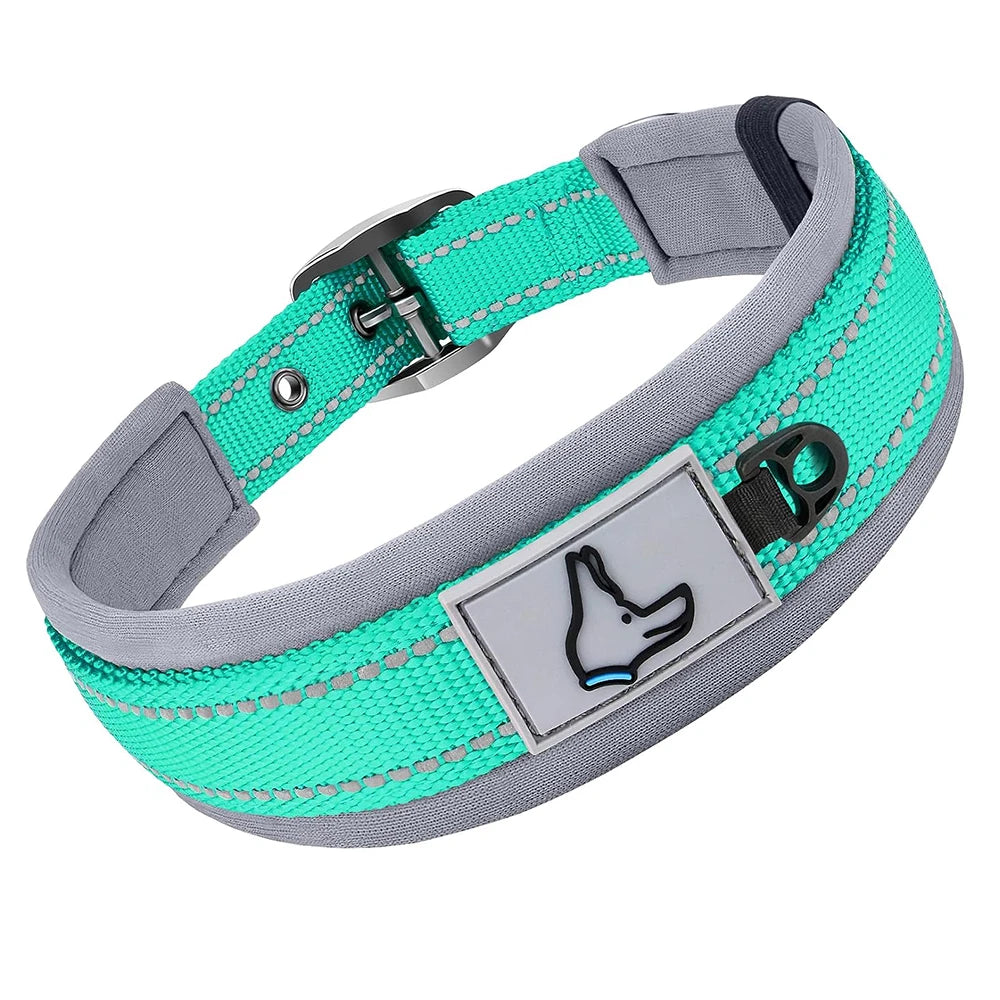 Collares Acolchados para Perros Pequeños, Medianos y Grandes, Collares Reflectantes Suaves y Anchos para Mascotas, Collares Ajustables de Nailon y Neopreno Resistentes