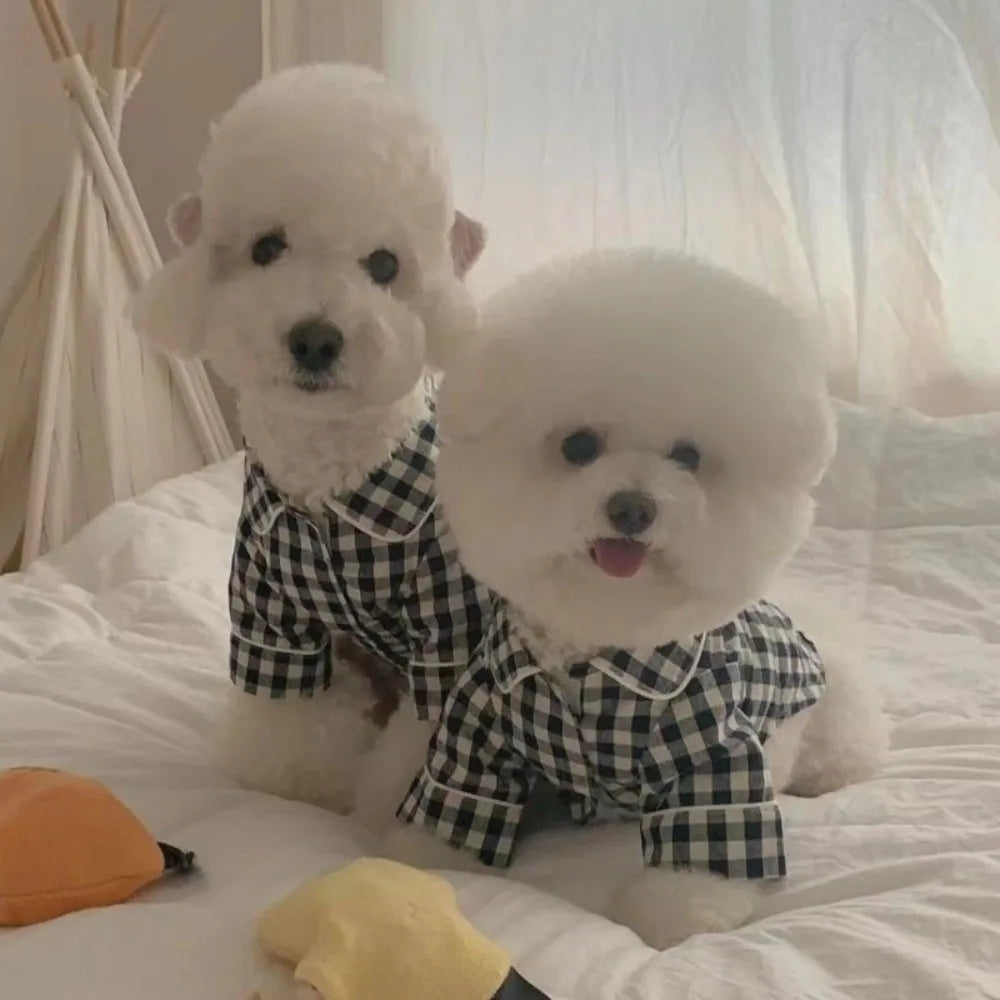 Decoración para mascotas, camisas cómodas a cuadros Ins, ropa para mascotas, pijamas elegantes a la moda para perros, disfraz, ropa bonita para perros y gatos, fiestas para mascotas