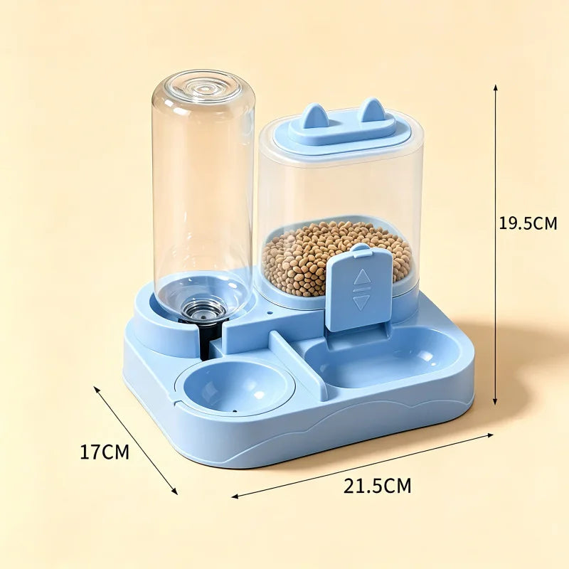Unidad de Alimentación y Bebedero para Mascotas, Separa Comida Seca y Húmeda, Hecha de Plástico Resistente con Diseño Transparente, Sin Batería, para Gatos