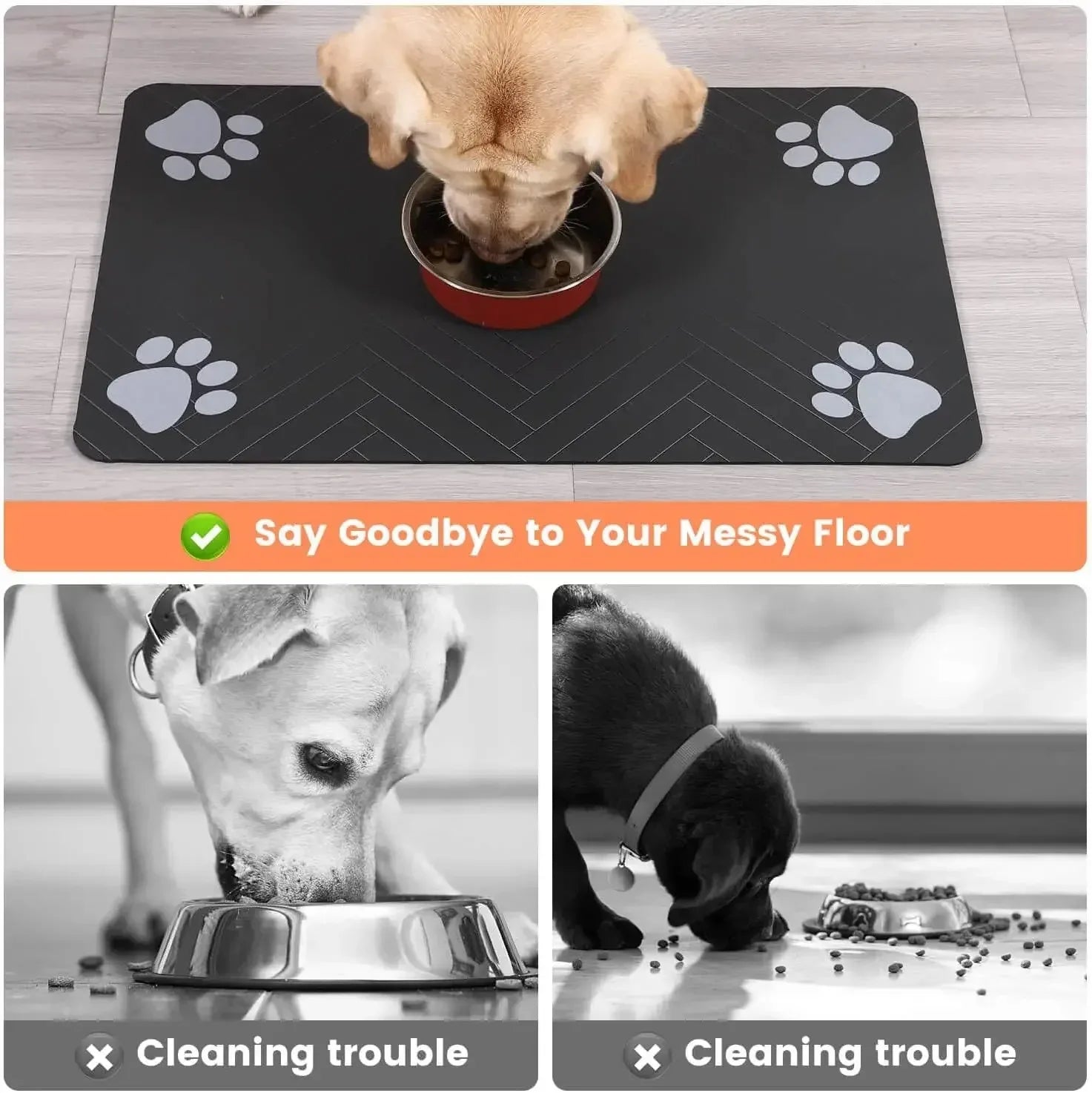 Estera de alimentación para mascotas, mantel absorbente para mascotas, respaldo de goma, estera de agua de secado rápido para perros y gatos, cuenco de comida y agua con impermeable