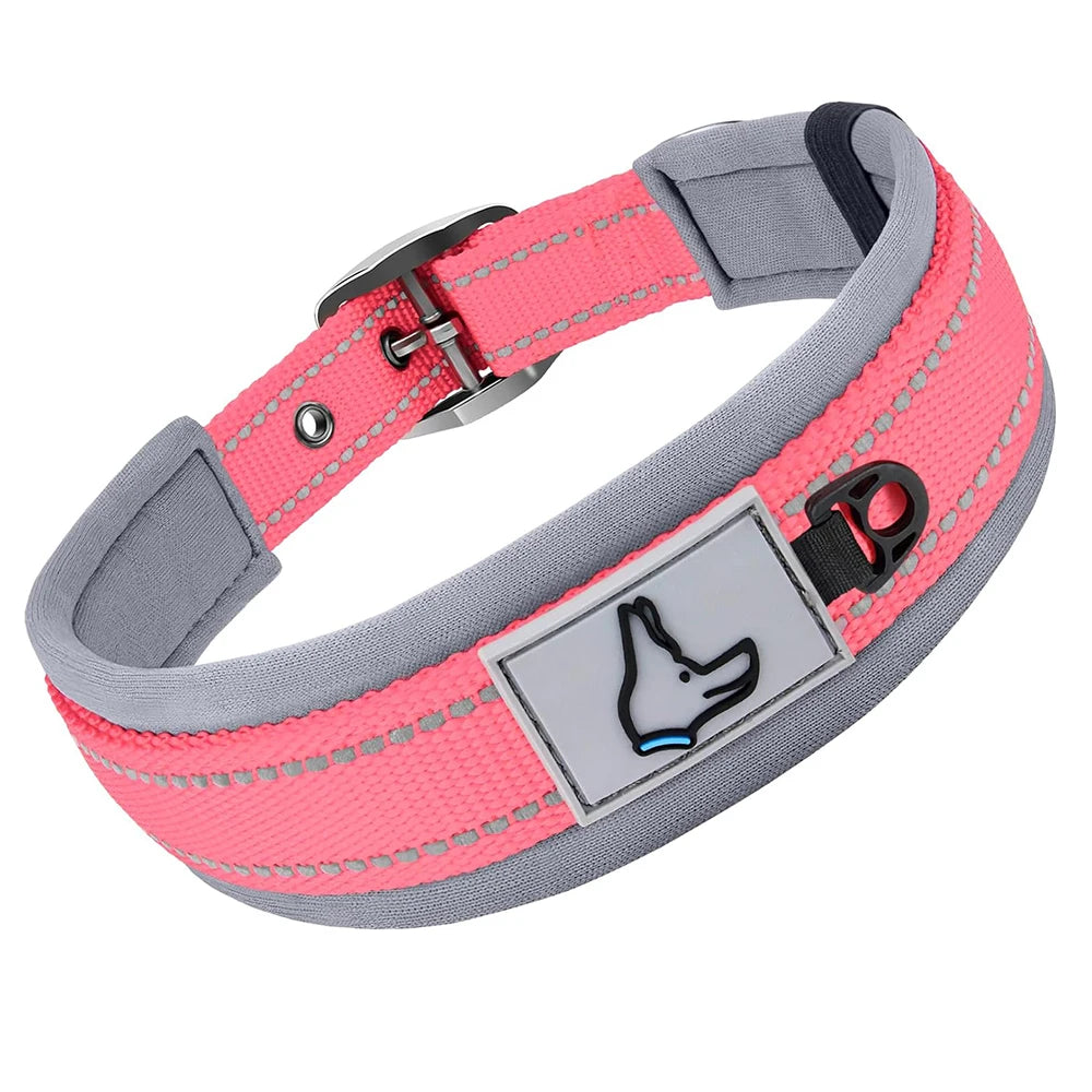 Collares Acolchados para Perros Pequeños, Medianos y Grandes, Collares Reflectantes Suaves y Anchos para Mascotas, Collares Ajustables de Nailon y Neopreno Resistentes