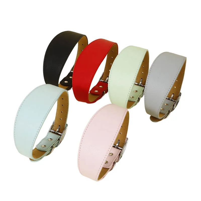 Collar ancho de cuero suave para perros para razas pequeñas, cuello acolchado cómodo y seguro para Whippet, Saluki, galgo italiano