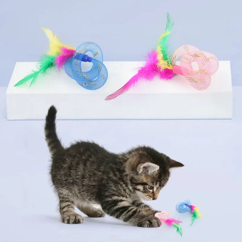 Juguete para Gato, tubo de cuerda con resorte de plumas, juguete elástico, suministros para mascotas, juguetes interactivos para gatos, juguetes interactivos para gatos, juguetes de plumas