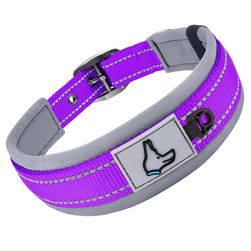 Collares Acolchados para Perros Pequeños, Medianos y Grandes, Collares Reflectantes Suaves y Anchos para Mascotas, Collares Ajustables de Nailon y Neopreno Resistentes
