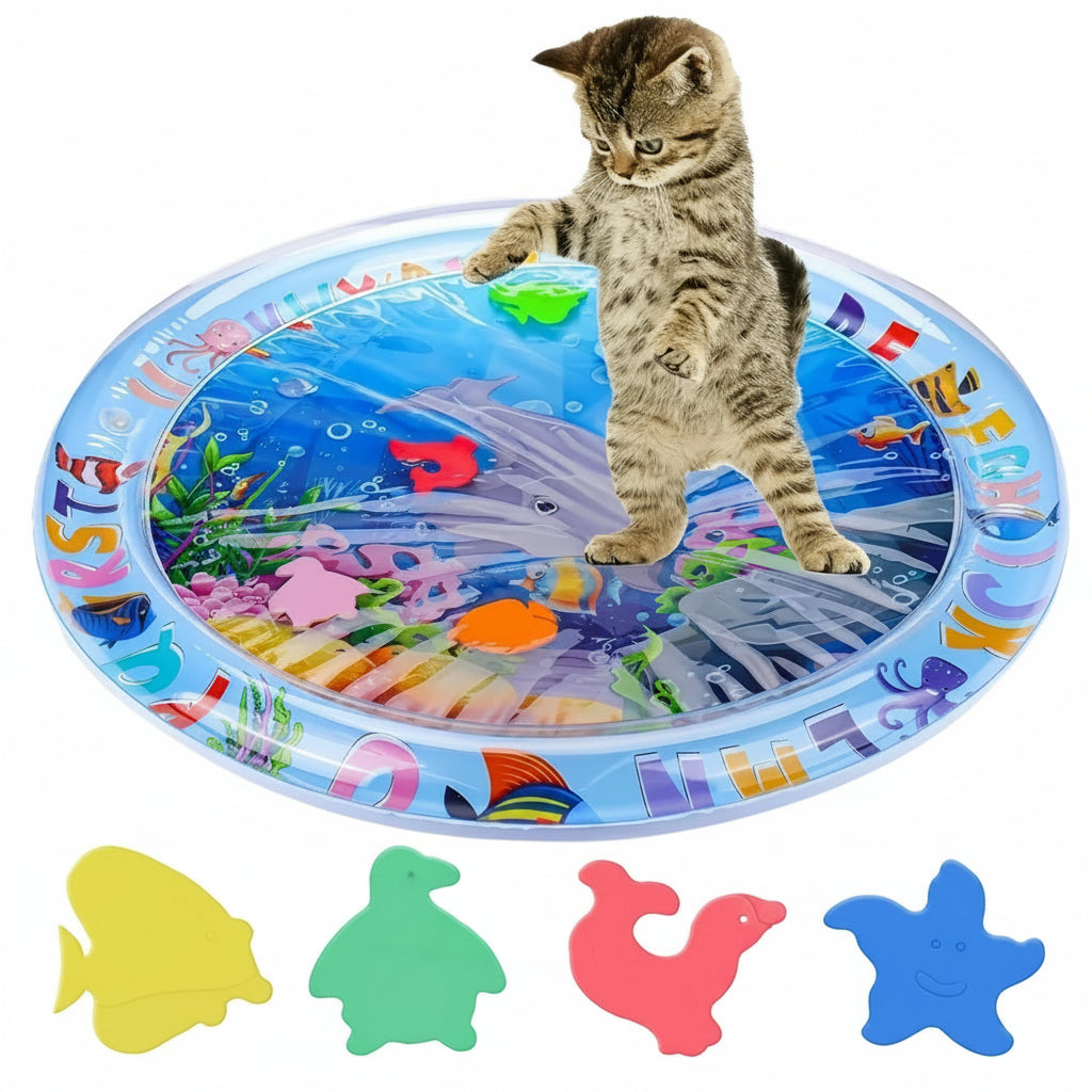 Estera de juego sensorial de agua para mascotas, almohadilla de enfriamiento gruesa para gatos y perros, juguete interactivo para jugar a las mascotas, actividad interior de verano