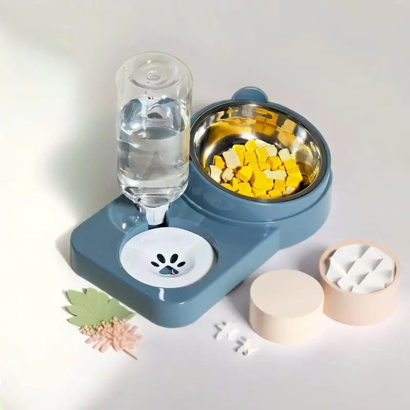 ㈅ Juego de Platos para Agua y Comida para Mascotas - Comedero Doble para Perros/Gatos, Plato Antiderrames, Suministros Esenciales para Mascotas